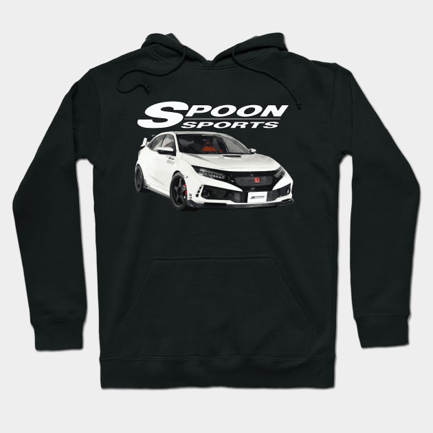 CIVIC champ white type R FK8 Spoon Turbo Hoodie by cowtown_cowboy